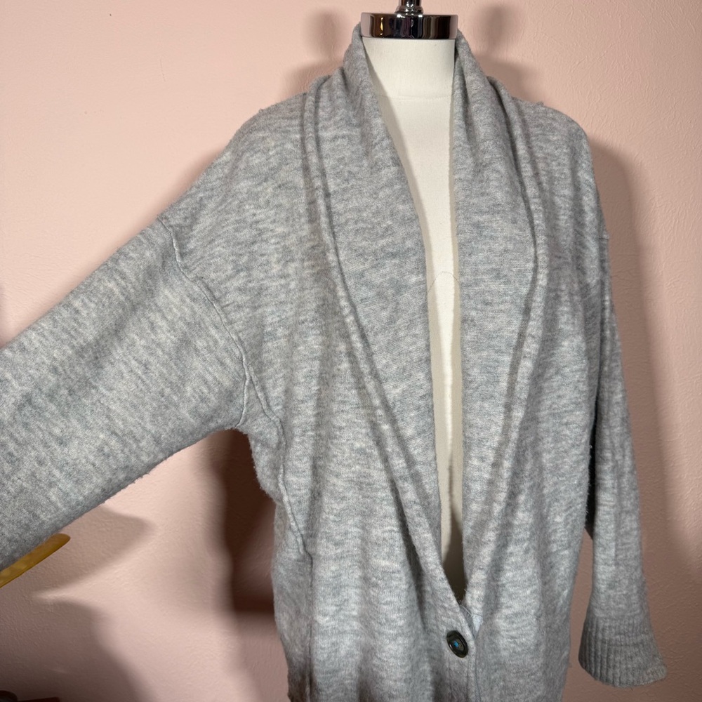 Free People Light Gray Open-Front Cozy Cardigan